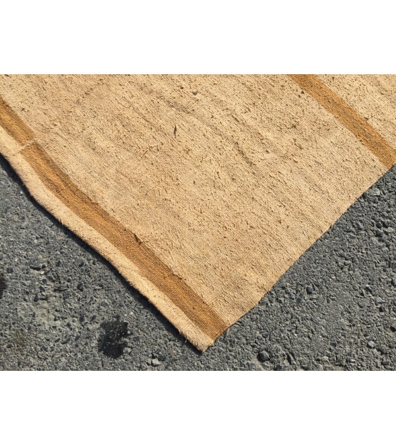 7x12 vintage woven hemp, beige brown handmade rug , 6'8 X 11'10 Area Rug