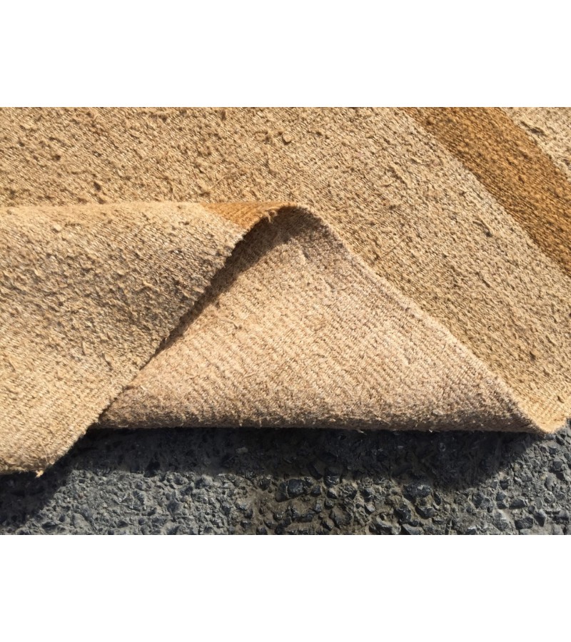 7x12 vintage woven hemp, beige brown handmade rug , 6'8 X 11'10 Area Rug