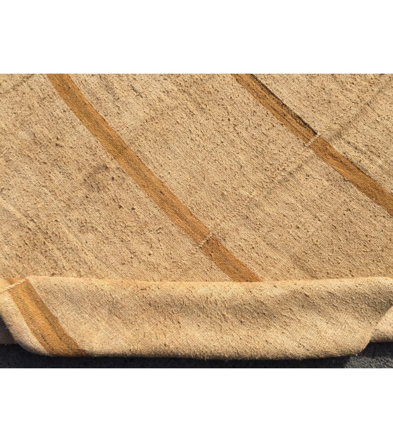 7x12 vintage woven hemp, beige brown handmade rug , 6'8 X 11'10 Area Rug