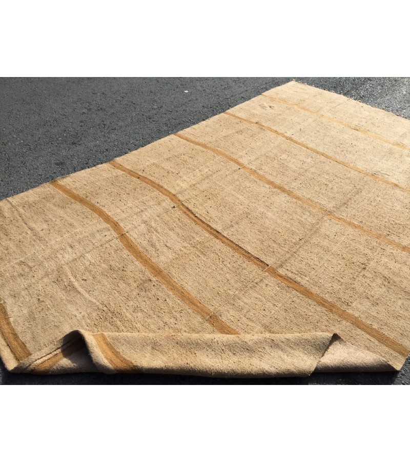 7x12 vintage woven hemp, beige brown handmade rug , 6'8 X 11'10 Area Rug