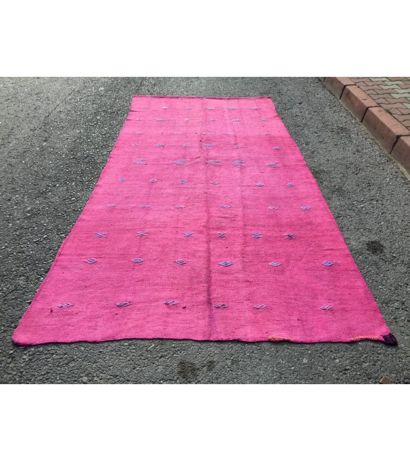 5x10 pink boho hemp runner, retro Turkish runner, 4'11 X 10'2 corridor rug