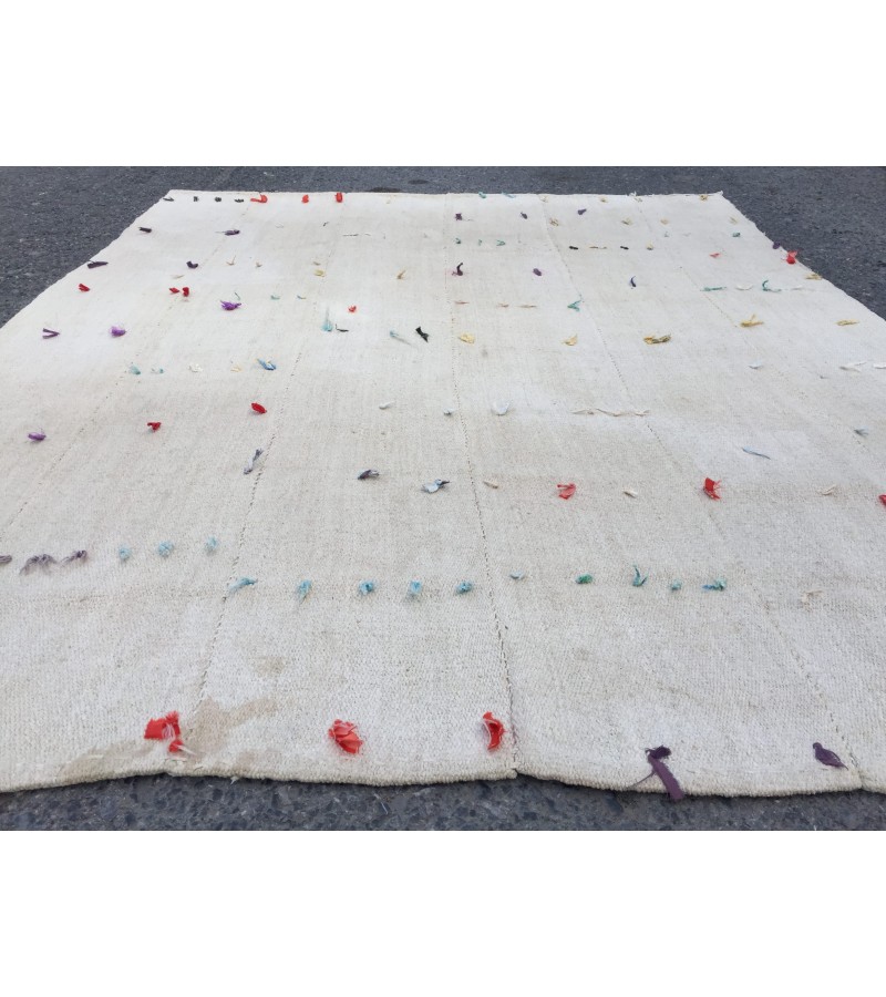 5x6 square ivory hemp, retro rug , bedroom rug, 5'2 X 6'4 Handmade rug