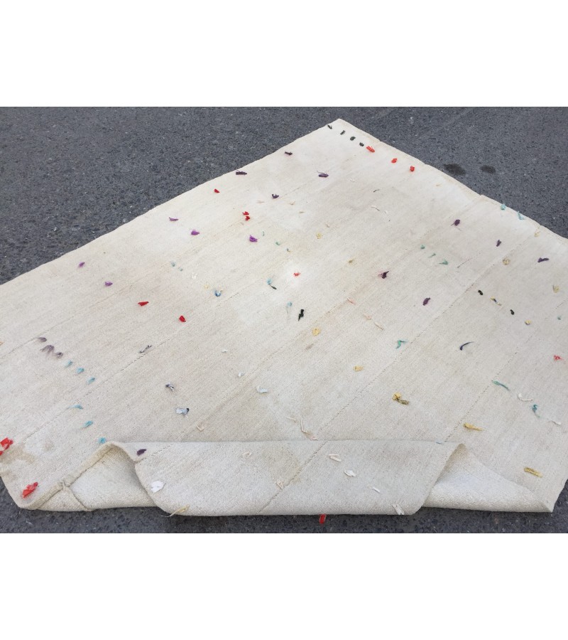 5x6 square ivory hemp, retro rug , bedroom rug, 5'2 X 6'4 Handmade rug