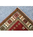6x8 geometric rug, red green rug, Turkish rug, Oriental rug,5'6 X 8'2 Handmade rug