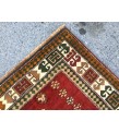 6x8 geometric rug, red green rug, Turkish rug, Oriental rug,5'6 X 8'2 Handmade rug