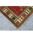 6x8 geometric rug, red green rug, Turkish rug, Oriental rug,5'6 X 8'2 Handmade rug