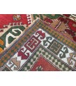 6x8 geometric rug, red green rug, Turkish rug, Oriental rug,5'6 X 8'2 Handmade rug