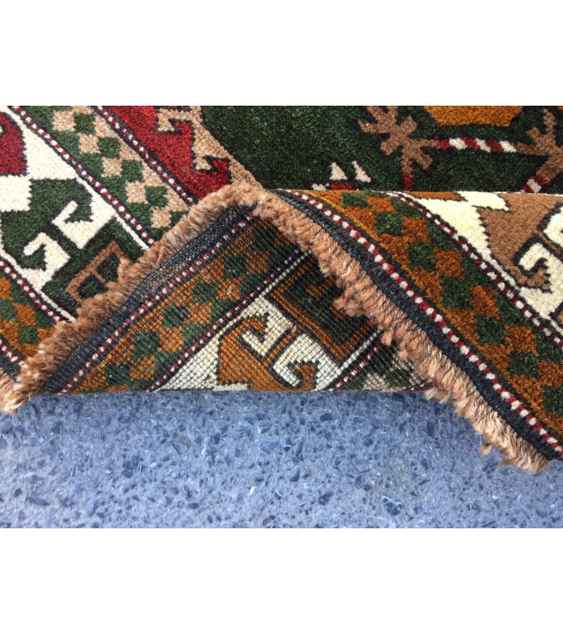 6x8 geometric rug, red green rug, Turkish rug, Oriental rug,5'6 X 8'2 Handmade rug