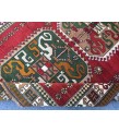 6x8 geometric rug, red green rug, Turkish rug, Oriental rug,5'6 X 8'2 Handmade rug