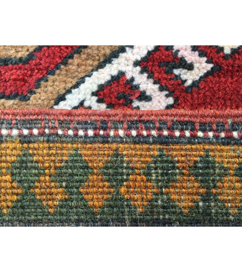 6x8 geometric rug, red green rug, Turkish rug, Oriental rug,5'6 X 8'2 Handmade rug