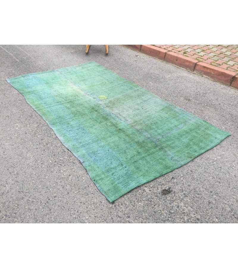 5x9 boho green Hemp rug, vintage Turkish hemp, 4'7 X 8'10 for living room