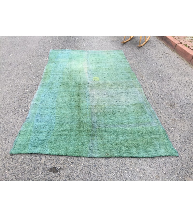 5x9 boho green Hemp rug, vintage Turkish hemp, 4'7 X 8'10 for living room