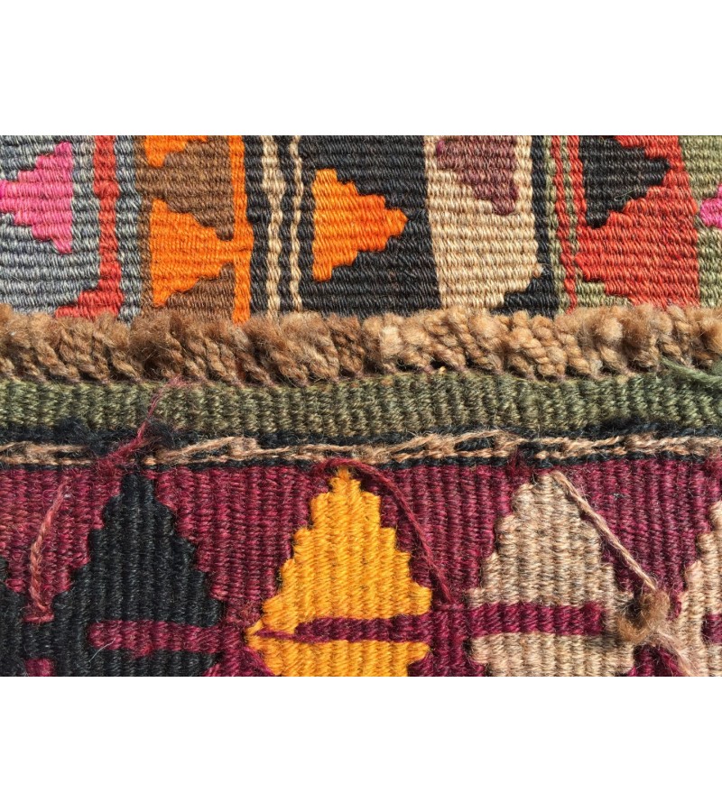 7x13 geometric rainbow kilim, rustic living room rug, Turkish handmade rug ,7'5 X 13'1 woven rug