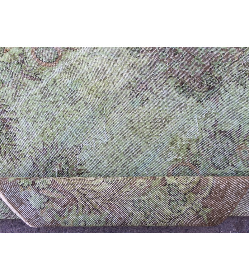 6x9 distressed green brown rug, woven rug , Handmade vintage rug ,5'9 X 9'5 Turkish rug