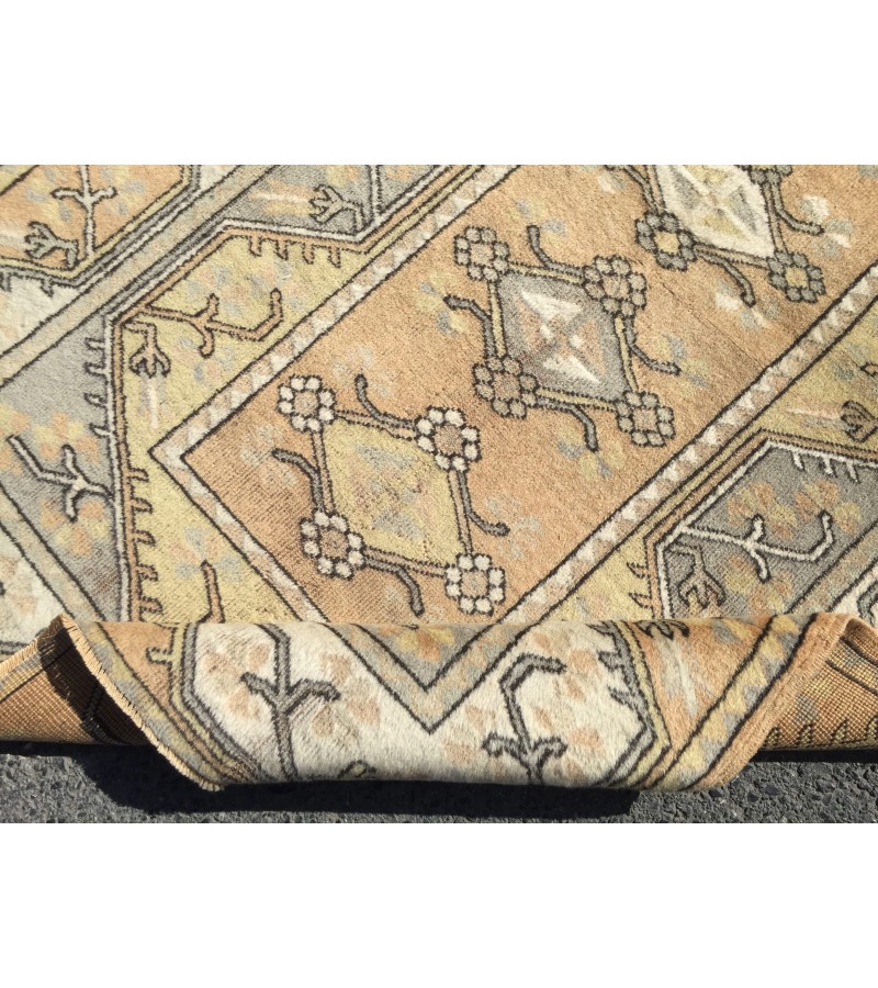 4x6 earthy colour geometric rug, kitchen rug, oriental rug, bedroom rug , 4' X 6'3 70s Handmade rug