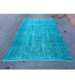 5x9 blue kitchen rug, Handmade Teal Blue rug ,Turkish rug, 5'4 X 8'10 living room rug