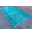 5x9 blue kitchen rug, Handmade Teal Blue rug ,Turkish rug, 5'4 X 8'10 living room rug