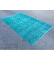 5x9 blue kitchen rug, Handmade Teal Blue rug ,Turkish rug, 5'4 X 8'10 living room rug