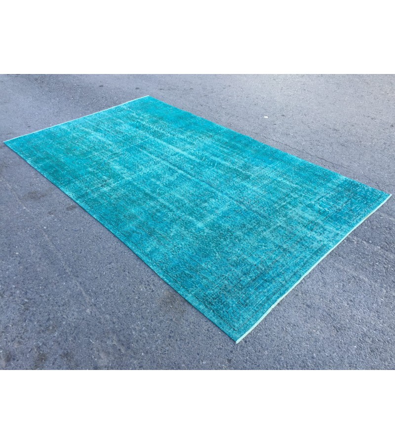 5x9 blue kitchen rug, Handmade Teal Blue rug ,Turkish rug, 5'4 X 8'10 living room rug