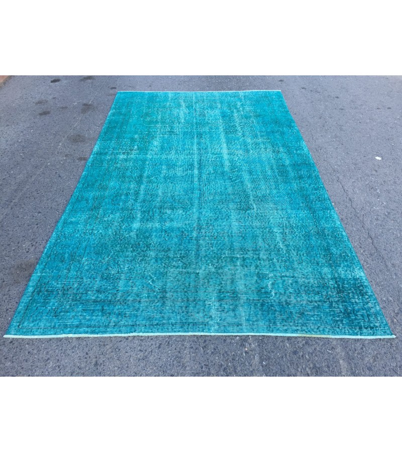 5x9 blue kitchen rug, Handmade Teal Blue rug ,Turkish rug, 5'4 X 8'10 living room rug
