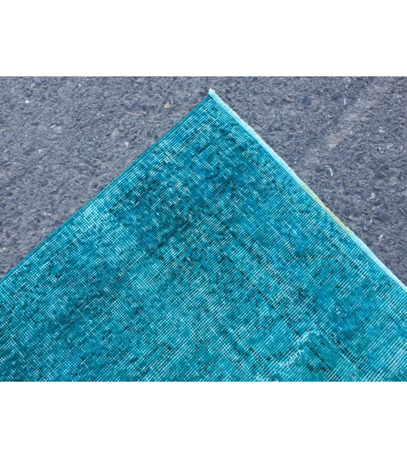 5x9 blue kitchen rug, Handmade Teal Blue rug ,Turkish rug, 5'4 X 8'10 living room rug