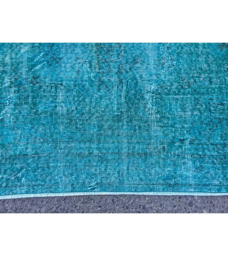 5x9 blue kitchen rug, Handmade Teal Blue rug ,Turkish rug, 5'4 X 8'10 living room rug