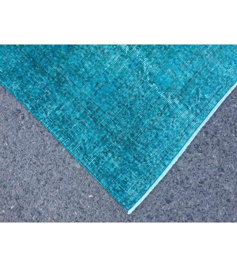 5x9 blue kitchen rug, Handmade Teal Blue rug ,Turkish rug, 5'4 X 8'10 living room rug