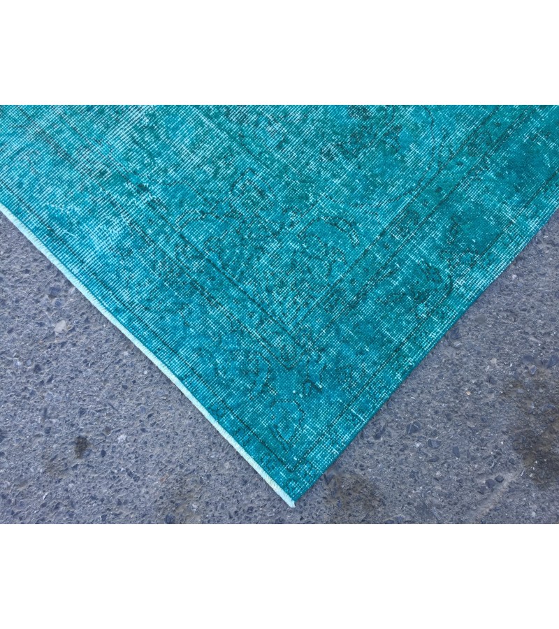 5x9 blue kitchen rug, Handmade Teal Blue rug ,Turkish rug, 5'4 X 8'10 living room rug
