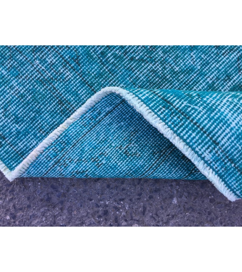 5x9 blue kitchen rug, Handmade Teal Blue rug ,Turkish rug, 5'4 X 8'10 living room rug