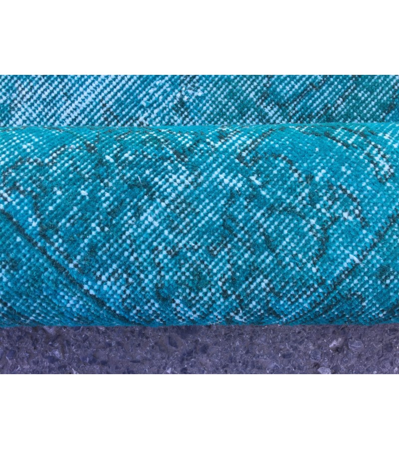5x9 blue kitchen rug, Handmade Teal Blue rug ,Turkish rug, 5'4 X 8'10 living room rug