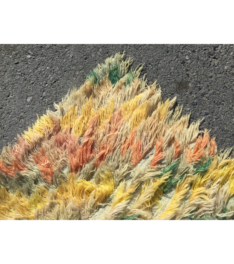 7x11 rainbow shaggy rug , Turkish Tulu rug , 6'7 X 10'8 handmade decor rug 