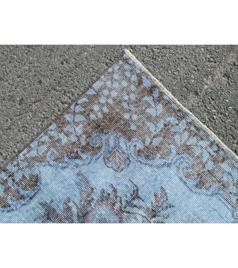 6x9 Turkish rug, Oriental rug, Handmade rug , 6' X 9'5 red blue living room rug