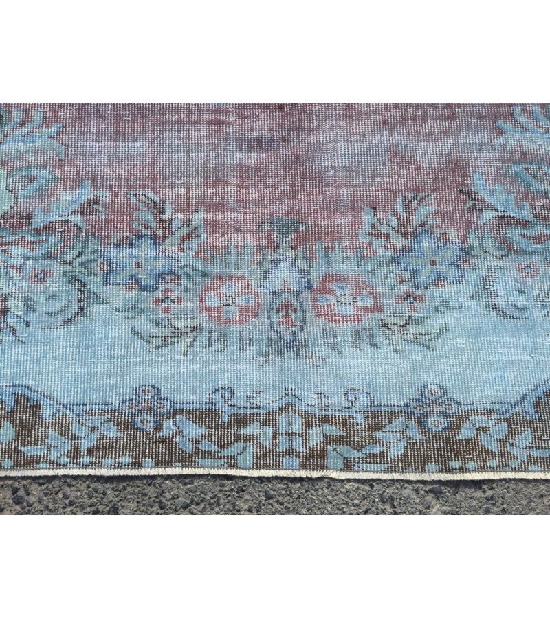 6x9 Turkish rug, Oriental rug, Handmade rug , 6' X 9'5 red blue living room rug 