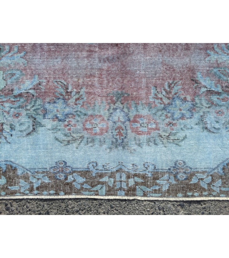 6x9 Turkish rug, Oriental rug, Handmade rug , 6' X 9'5 red blue living room rug