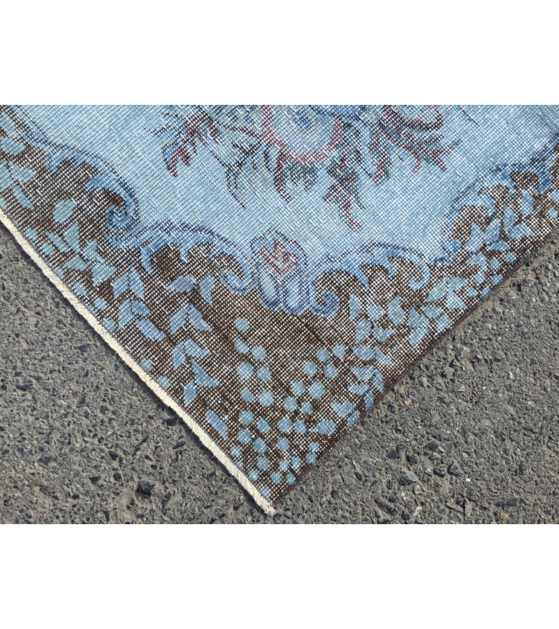 6x9 Turkish rug, Oriental rug, Handmade rug , 6' X 9'5 red blue living room rug