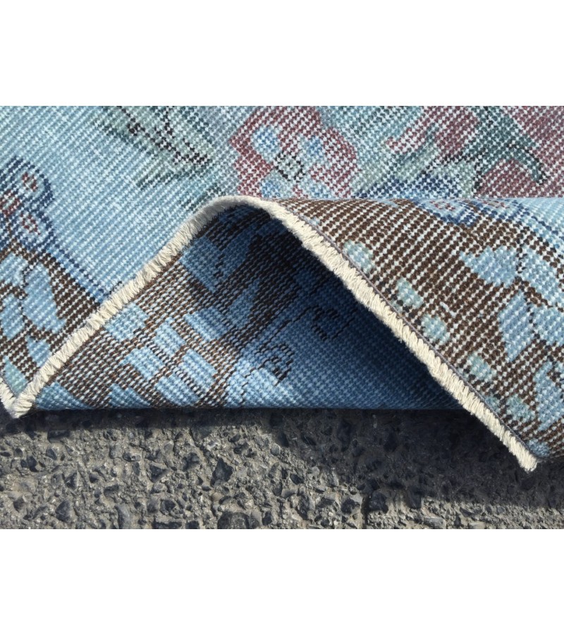 6x9 Turkish rug, Oriental rug, Handmade rug , 6' X 9'5 red blue living room rug