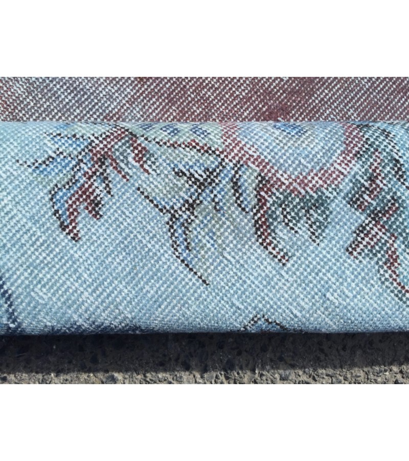 6x9 Turkish rug, Oriental rug, Handmade rug , 6' X 9'5 red blue living room rug