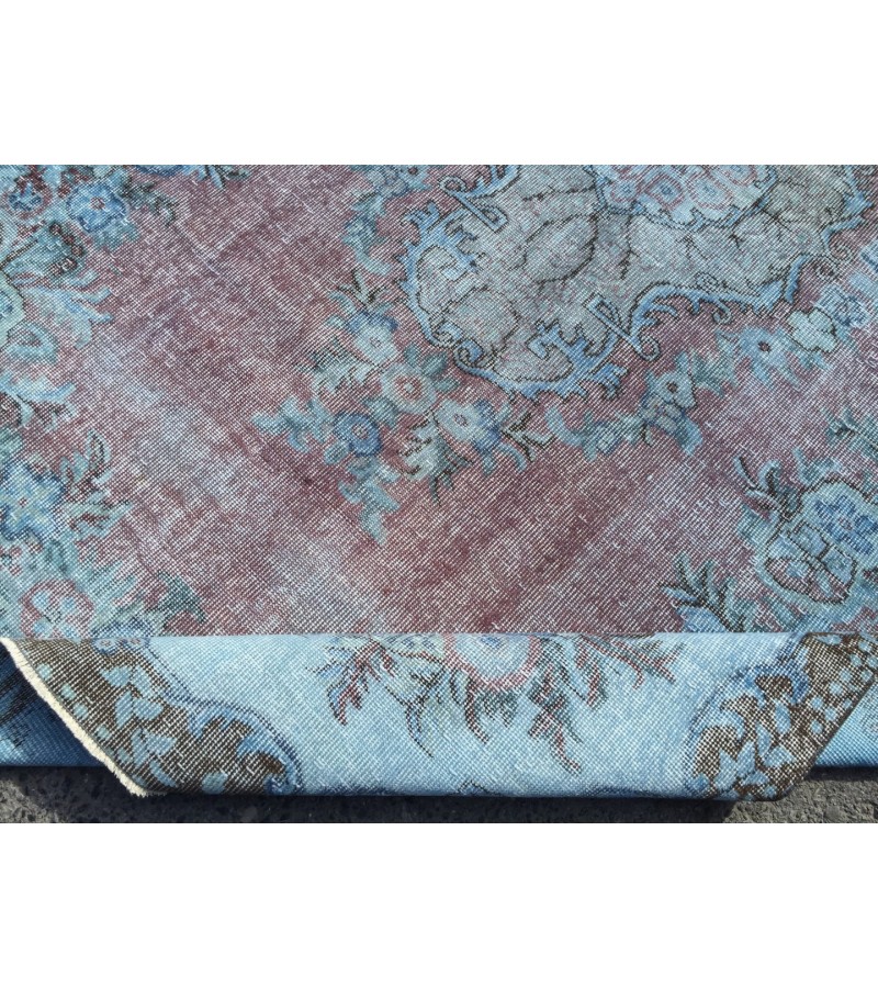 6x9 Turkish rug, Oriental rug, Handmade rug , 6' X 9'5 red blue living room rug