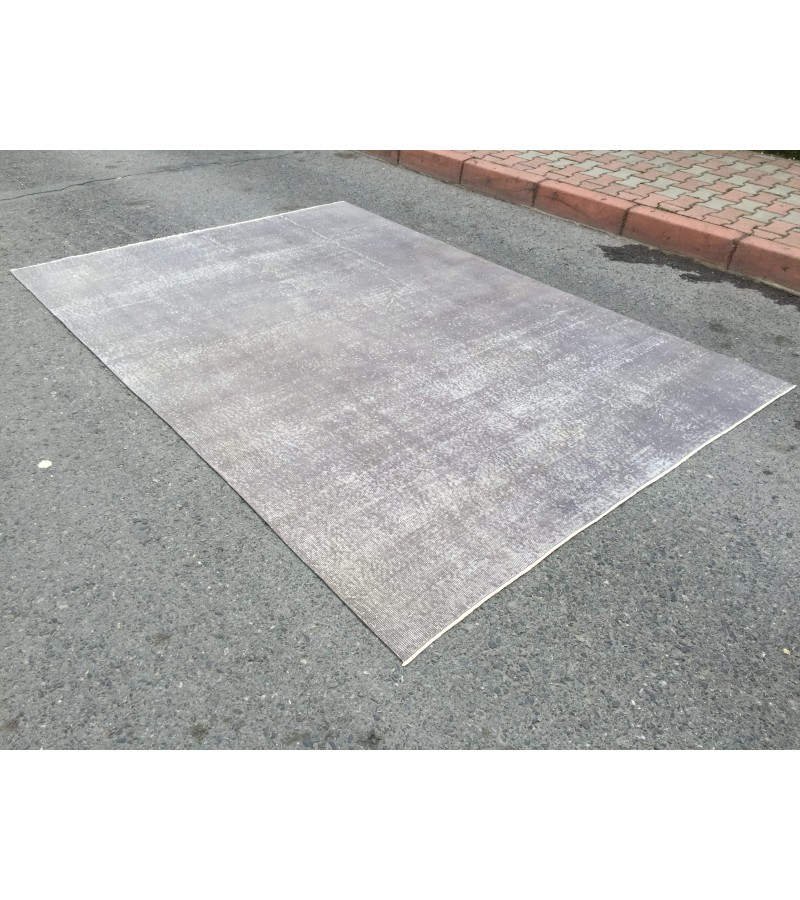 7x10 simple pattern rug, Turkish Vintage rug, grey rug, 6'9 X 9'9 Handmade rug, Home decor rug