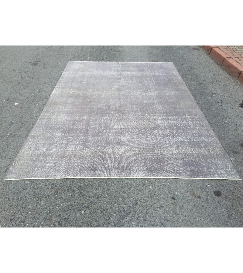 7x10 simple pattern rug, Turkish Vintage rug, grey rug, 6'9 X 9'9 Handmade rug, Home decor rug