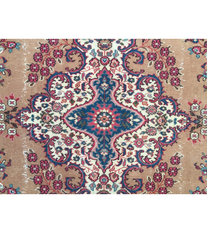 6x9 Brown Blue Vintage Living room rug , wool rug, 5'6 X 8'7 Turkish area rug