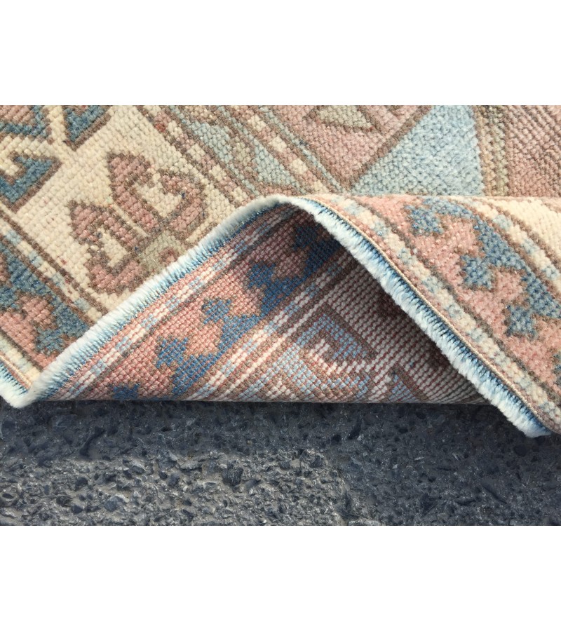 5x8 retro bedroom rug, pastel red beige blue rug, geometric rug, kitchen rug, 4'10 X 7'7 Handmade rug