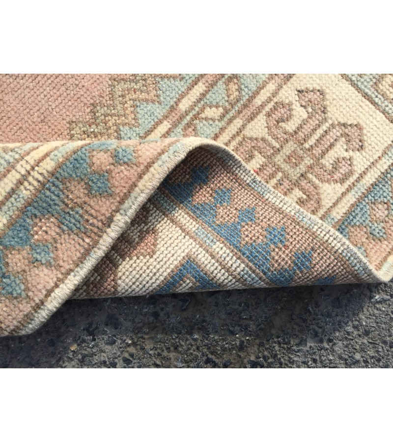 5x8 retro bedroom rug, pastel red beige blue rug, geometric rug, kitchen rug, 4'10 X 7'7 Handmade rug