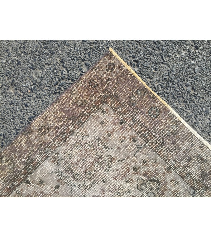 5x9 vintage area rug, retro kitchen rug, grey dining room rug, rug for living room, 5'4 X 9'2 wool rug