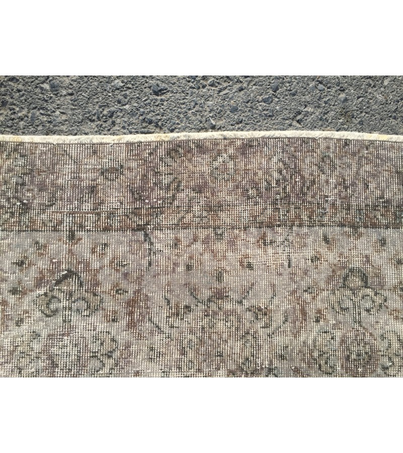 5x9 vintage area rug, retro kitchen rug, grey dining room rug, rug for living room, 5'4 X 9'2 wool rug