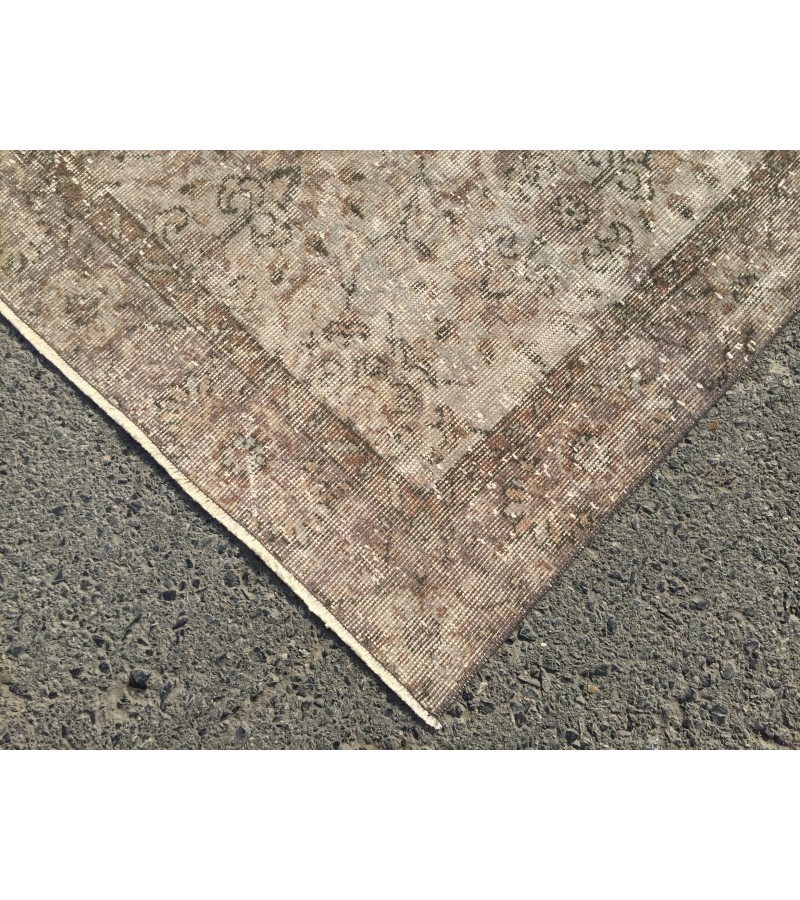 5x9 vintage area rug, retro kitchen rug, grey dining room rug, rug for living room, 5'4 X 9'2 wool rug