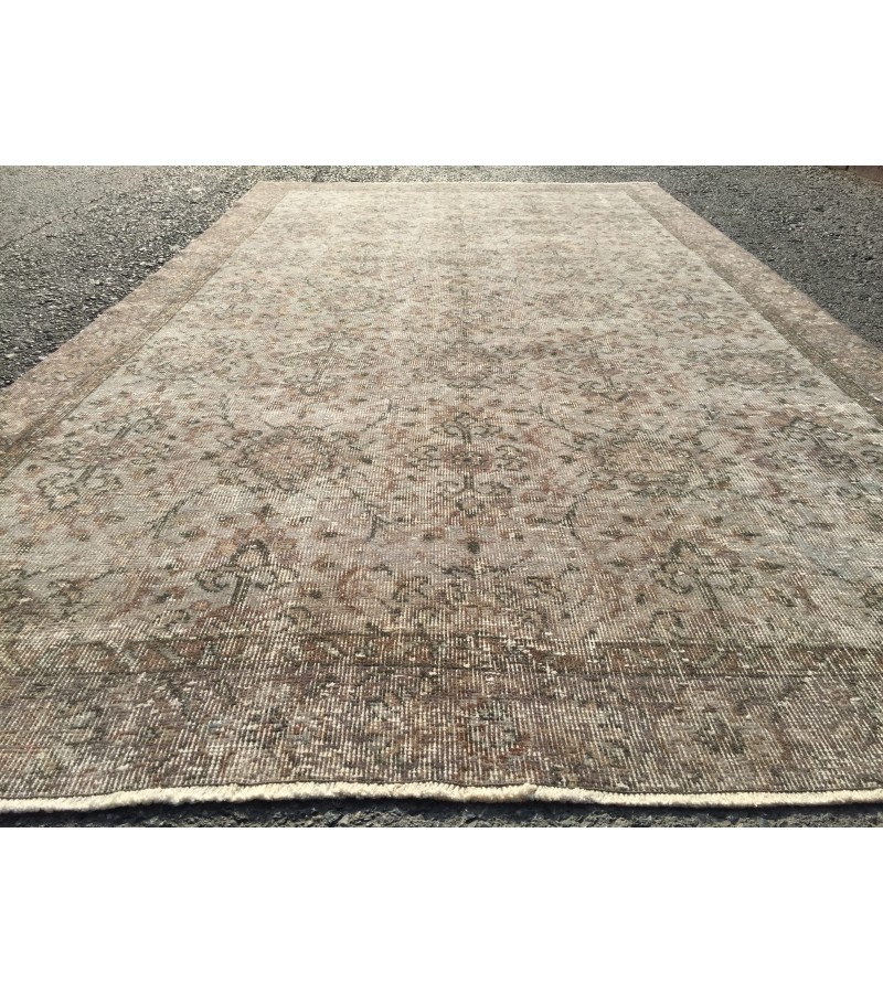 5x9 vintage area rug, retro kitchen rug, grey dining room rug, rug for living room, 5'4 X 9'2 wool rug