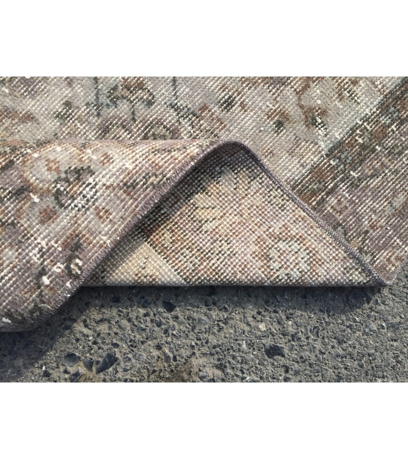 5x9 vintage area rug, retro kitchen rug, grey dining room rug, rug for living room, 5'4 X 9'2 wool rug