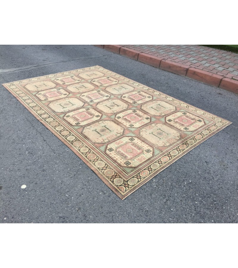 6x10 hand woven rug, wool geometric living room rug, 6'2 X 9'7 dining room rug