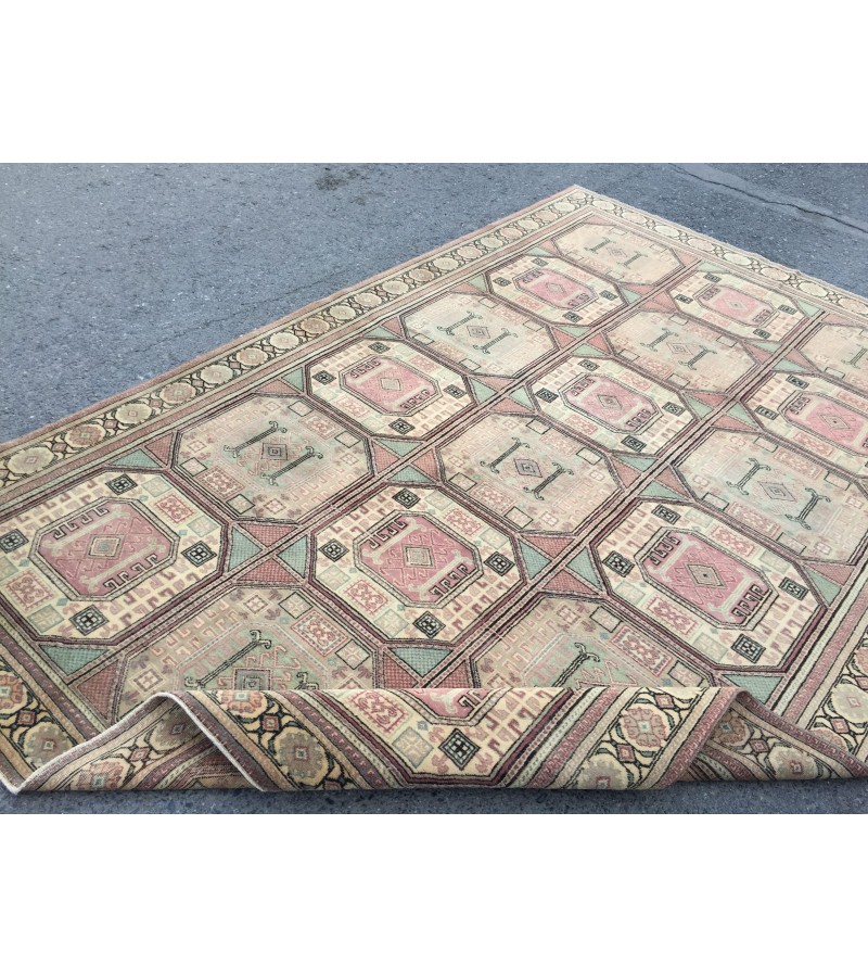 6x10 hand woven rug, wool geometric living room rug, 6'2 X 9'7 dining room rug